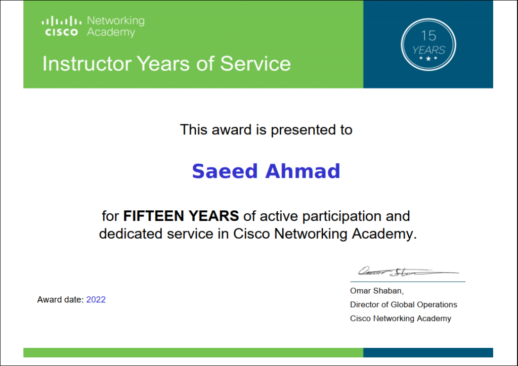 Saeed Ahmad is widely recognized as one of the best online CCNA trainers in the USA. With over 15 years of expert level instructor experience, he has a proven track record of helping students achieve their networking certification goals through high-quality online instruction.