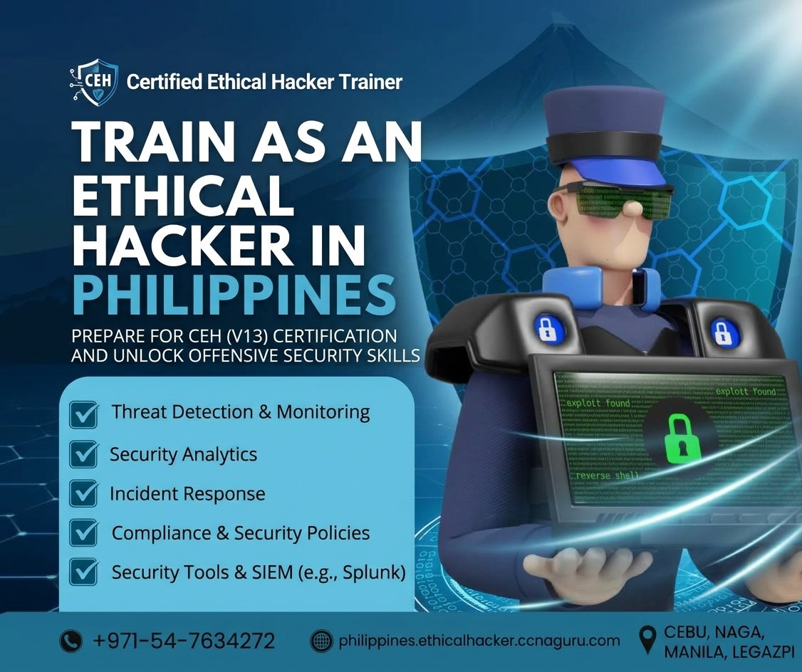 Best Ethical Hacker and Cybersecurity Training Center Philippines by CCNAGuru NetAcad Expert Saeed Ahmad in Manila, Cebu, Davao, Naga City, and Legazpi